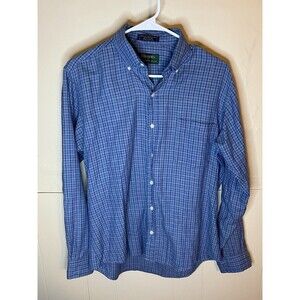 Vintage Alexander Julian Colours Mens Medium Blue Plaid Long Sleeve Dress Shirt